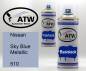 Preview: Nissan, Sky Blue Metallic, 510: 400ml Sprühdose + 400ml Klarlack - Set, von ATW Autoteile West.